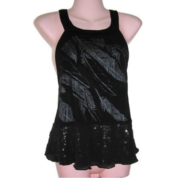 boho espaco black sequin tank cami size small - Picture 1 of 2